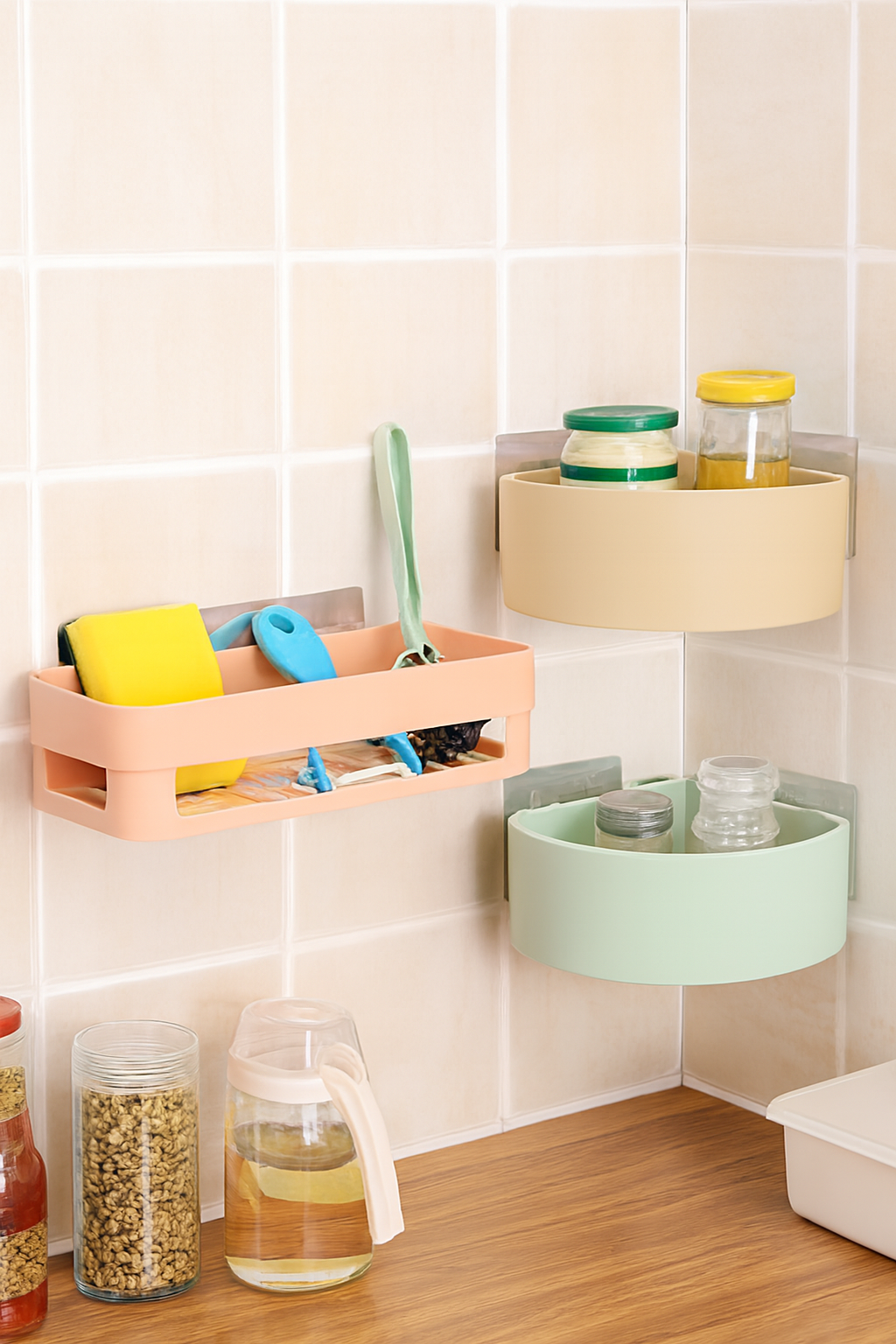 Triangle Wall Mount Storage Basket  Combo Pack